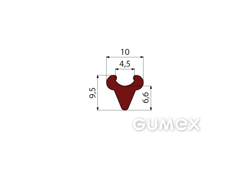 "V" Silikonprofil, 9,5x10mm, 60°ShA, -60°C/+275°C, rotbraun, 